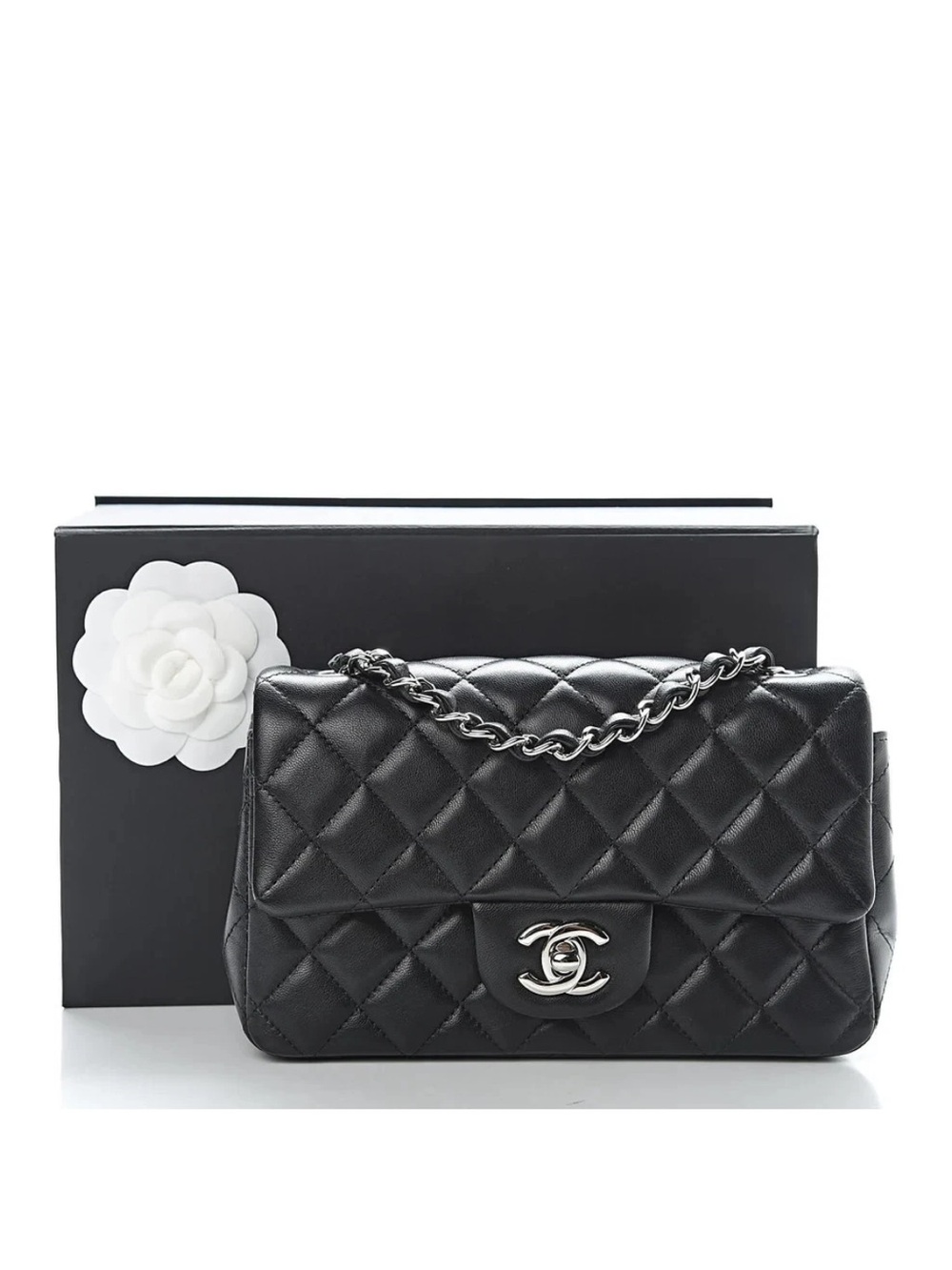 CHANEL Black Mini Rectangular Flap Bag Black